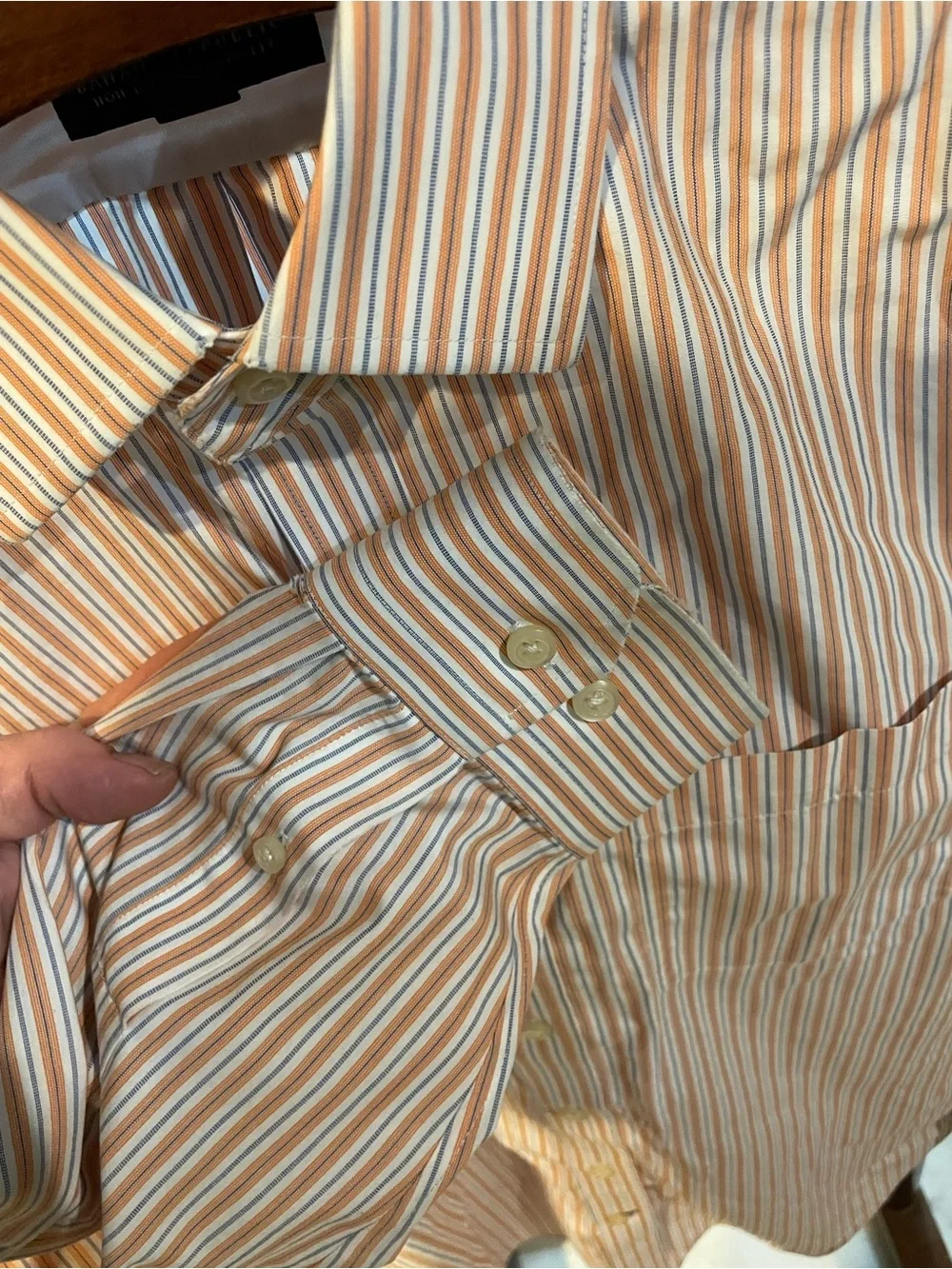 Banana Republic Orange and White Striped Dress Shirt